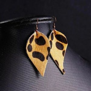 Leather Leopard Soft Teardrop Shape Drop Earrings!